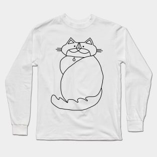 Kevin the Cat Black Line Drawing Long Sleeve T-Shirt